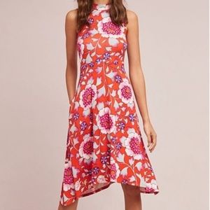 Anthropologie Maeve Cleary Mock Neck Floral Midi Dress